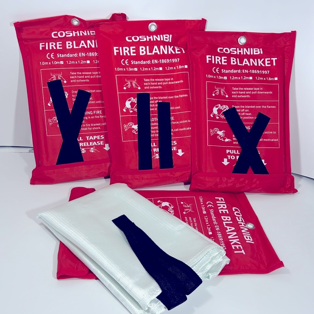 COSHNIBI FIRE BLANKET SET 4 PACKS WITH RED COVERS